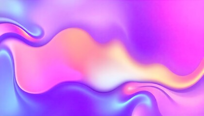 Abstract wave Holo Render 3D blue purple gradient object with a reflective surface and iridescent colors.