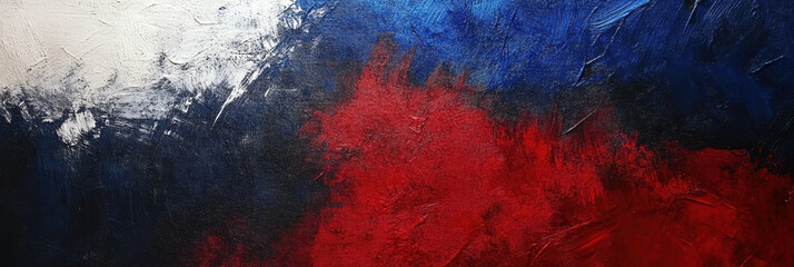 Wall Mural - Independence day of Slovakia celebration. Horizontal banner. Free space for text. National flag of Slovakia. Oil paint texture. Abstract white-blue-red background