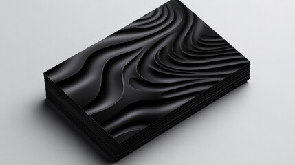 Poster - A black business card with a wave pattern on it, AI