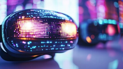 Poster - A Futuristic Virtual Reality Headset with Colorful Lights