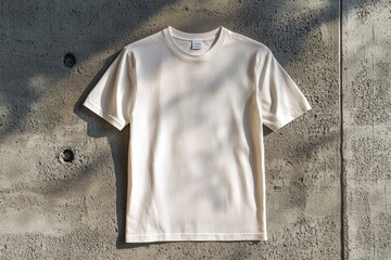 Simple Tshirt Flatlay mockup in beige background created with generative AI