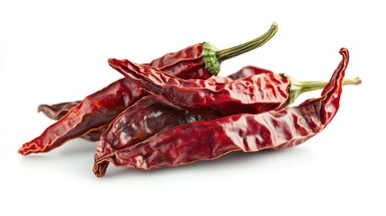 Wall Mural - Dried Red Chili Peppers Isolated on White Background