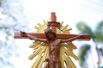 Wall Mural - altar with consecrated host that becomes the body of jesus christ and chalice for wine, blood of christ