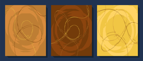 Poster - Poster set in brown tones. Template banner cover and poster trendy collage colors. Vector minimalism set of a vertical design in flat style illustration