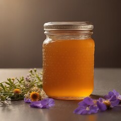 Organic liquid honey sweet wood dipper honeycomb sticky gold colored pouring freshness ingredient dessert sweet food gourmet yellow jar healthy eating flowing glass material studio shot photography