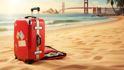 background for travel and transport concept design. luggage or baggage and planes placed on passport for making advertising media