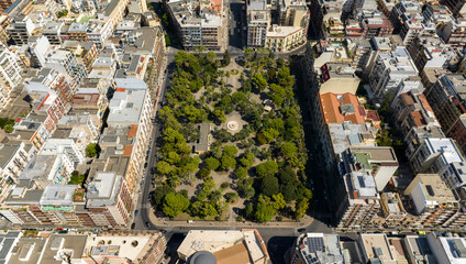 Wall Mural - Aerial view of Garibaldi Gardens in Bari, Puglia, Italy. It is a large green area with a park and trees in the city.