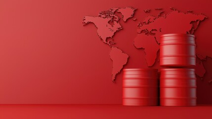 Global Impact of Geopolitical Tension: Oil Barrels 3D Illustration with Copy Space, Selective Focus in Ultra HD