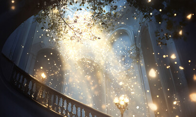 Wall Mural - old fantasy mansion image background-generative ai