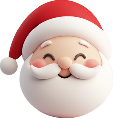 Wall Mural - Cheerful cartoon Santa Claus with a red hat and white beard  isolated on transparent background.