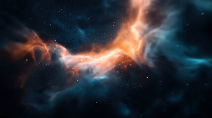 Wall Mural - A vivid image of outer space featuring a brightly colored nebula with vibrant orange and blue gas clouds and numerous stars scattered across the dark sky.