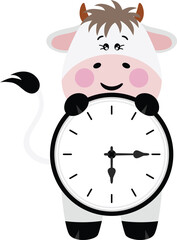 Canvas Print - Cute cow with clock inside