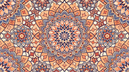 Naklejka na meble Abstract intricate pattern, earth tone orange purple color, oriental style, arabesque