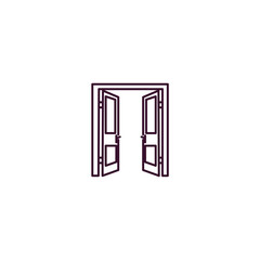 Poster - doors open  outline icon. Linear vector from construction concept. Thin line doors open  icon isolated on white background