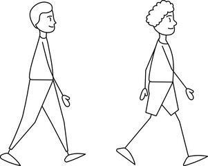 Wall Mural - simple figures, men walking on white background vector