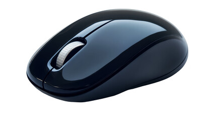 Black Computer Mouse with Silver Scroll Wheel on Abstract Background