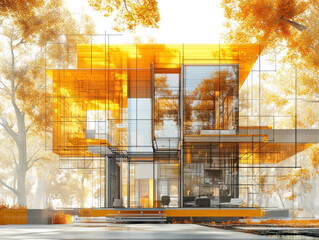 Poster - House design line drawing