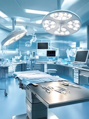 Wall Mural - Modern Operating Room with Medical Equipment and Surgical Table.