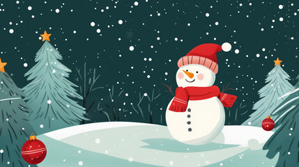 Poster - Christmas Snowman Clipart Background