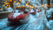 © danielkosh - Two athletes are riding a red bobsleigh on an icy track during a competition in a winter park