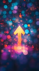 Aufkleber - Colorful upward arrow with bokeh background
