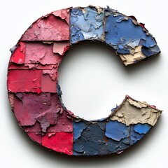 Poster - A Chipped and Cracked Letter C Constructed From Painted Wood