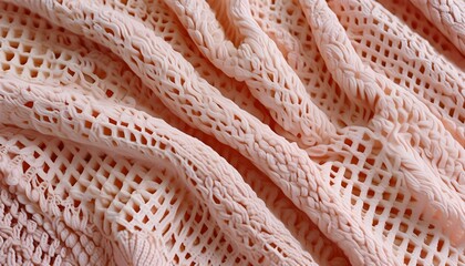 Delicate Soft Pink Cotton Fabric with Waffle Texture for Trendy Designs and Textured Backgrounds, Peach Fuzz - Color of the Year 2024