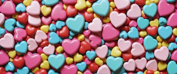 Wall Mural - Colorful heart candy pattern illustration banner