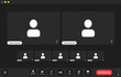 © MikeLegend - Empty video call interface with participant icons and muted audio controls during an online meeting session