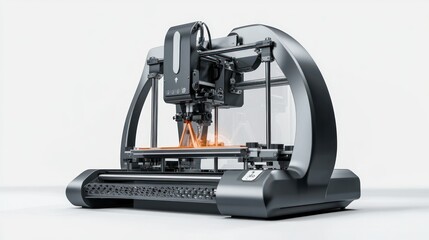 Poster - A 3D Printer with a Transparent Case and Filament Extruding