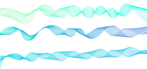 Wall Mural - Dynamic gradient colorful flowing wave design element. Abstract wavy lines gradient vector line blend element. Wavy line gradient shapes set