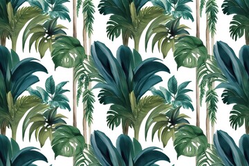 Wall Mural - Vibrant Watercolor Jungle Landscape Wallpaper Design