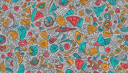 Poster - Fun colorful doodle pattern illustration