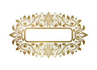 Poster - Golden frame with vintage ornaments for text. Excellent for elegant label decoration, name plate or greeting card design.