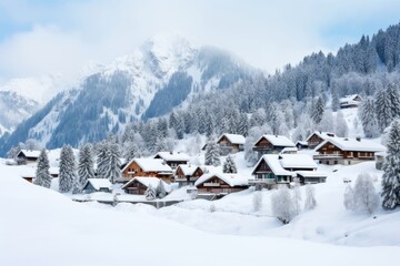 Canvas Print - Village outdoors winter nature.