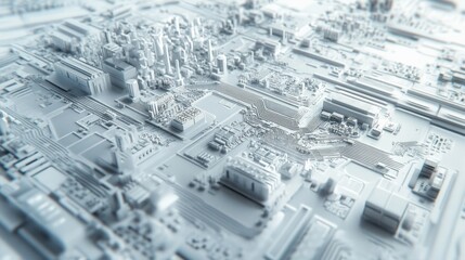 Poster - Abstract Cityscape Composed of Circuitry and Technology