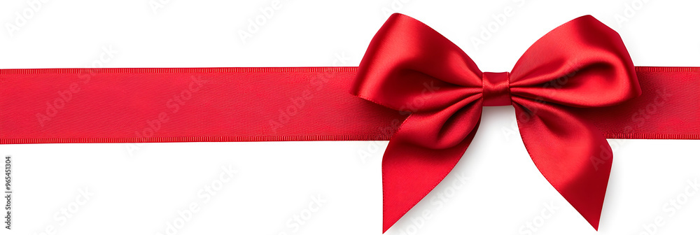 Realistic decorative red bow with horizontal red ribbons isolated on ...