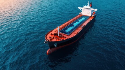 Futuristic Energy Transport: Oil Tanker with Holographic Data Showing Global Demand Metrics - 3D Illustration