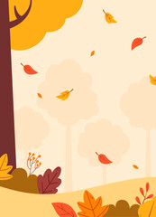 Wall Mural - Flat design of natural autumn portrait background vector illustration