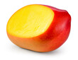 © Tim UR - Mango isolated. Cut ripe red mango on a white background. Sliced mango with clipping path. Full depth of field.