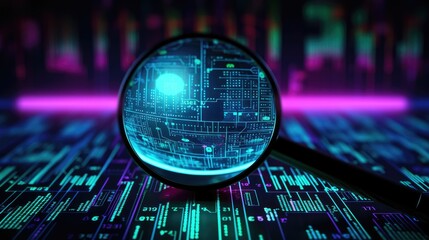 Aufkleber - digital magnifying glass with scan search concept