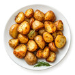 © Oksana - Roasted potato on a plate top view isolated on white background