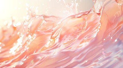 Summer banner with abstract water waves in sunlight and moisturizer cosmetics copy space