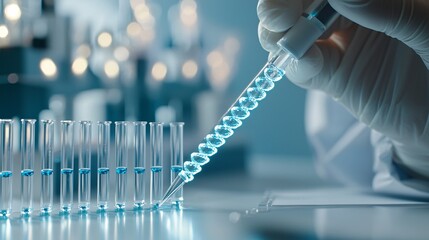 Poster - Close-up of a gene editing tool, such as CRISPR, in use by a researcher in a high-tech lab