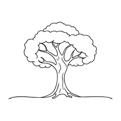 Tilia tree Hand drawn continuous line art flat vector illustration on white background