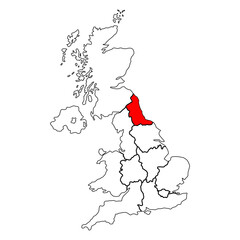 Poster - North east of United Kingdom of Great Britain and Northern Ireland map, detailed web vector