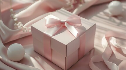 Poster - Luxury beauty product boxes with satin ribbons, high-quality materials.