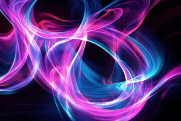 Poster - Illuminated neon flowing waves backdrop with defined space for text addition