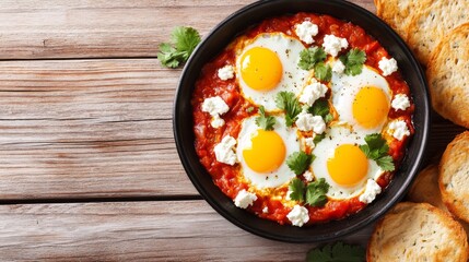 Wall Mural - Served with warm pita bread and topped with fresh cilantro and crumbled feta cheese