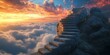 © jambulart - Stone steps lead to the clouds at sunset.